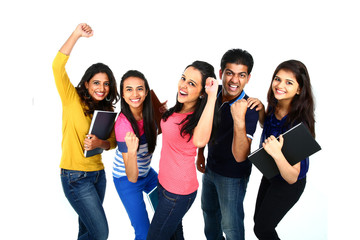 Young Indian/Asian group of people, isolated on white.