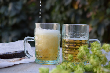 Beer pouring into a glass