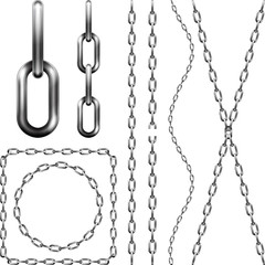 Set of metal chain, isolated on white