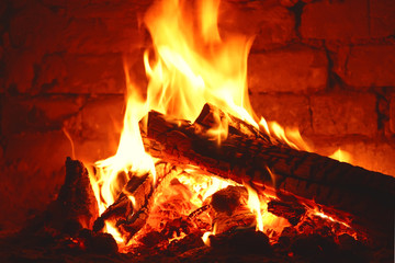 Fire in the fireplace