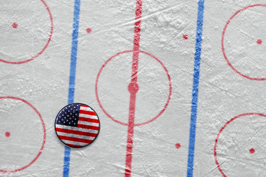American hockey puck on the site