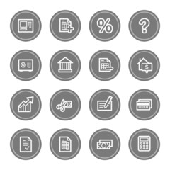 Banking web icons, grey circle buttons