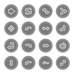 Arrows web icons, grey circle buttons