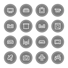 Home Appliance web icons, grey circle buttons