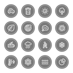 Green ecology web icon set 2, grey circle buttons
