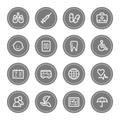 Medicine web icon set 1, grey circle buttons