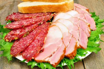 smoked sausage and bacon