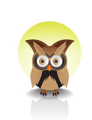 Vector image of an owl on sun backbround