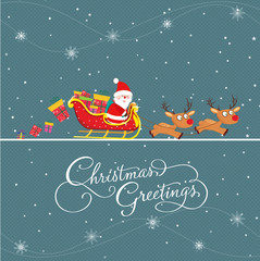 Fototapeta na wymiar Merry christmas card with santa claus and gift