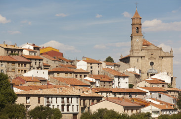 Picturesque town in Spain. Ancient houses and cathedral. Orihuel