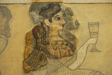 Minoische Malerei im archäologischen Museum, Iraklio, Kreta, Griechenland