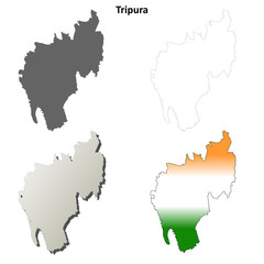 Tripura blank detailed outline map set