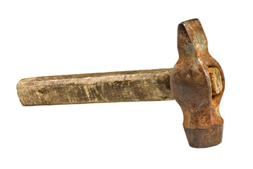 old hammer isolated on white background
