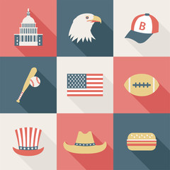 set of flat USA icons