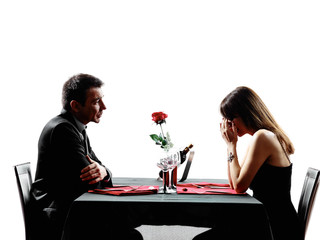couples lovers dating dinner  dispute separation silhouettes