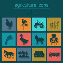 Set agriculture, animal husbandry icons