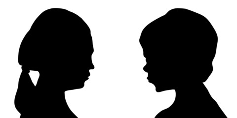 Two girl profile silhouetts