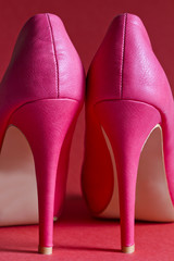 Closeup of high heel red woman shoes