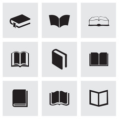 Vector black schoolbook icons set