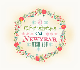 Retro christmas and new year card