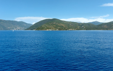 Sea summer coastline view from ferry (Greece)