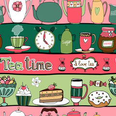 Tea time seamless background pattern