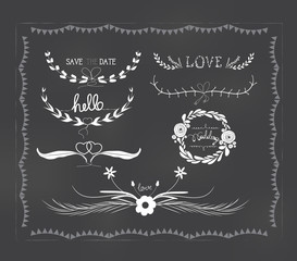 chalkboard wedding, florals vintage set