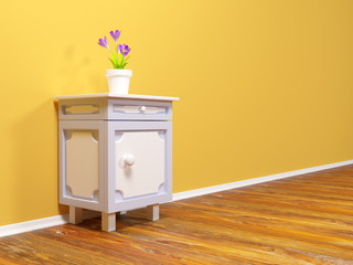 nightstand with flower