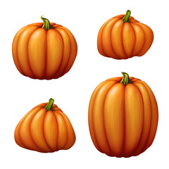 isolated pumpkins, seasonal harvest illustration