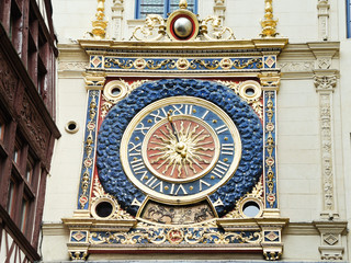 renaissance clock on rue du gros horloge, Rouen