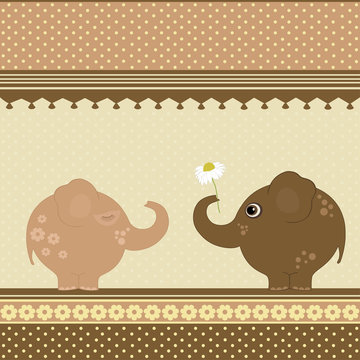 Birthday greeting card with two elephants