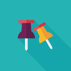 push pin flat icon with long shadow,eps10