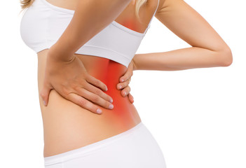 Woman having back pain