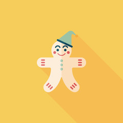 Gingerbread man flat icon with long shadow,eps10
