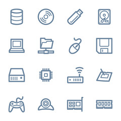 Computer components web icons set