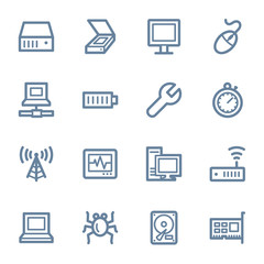 Computer components web icons set