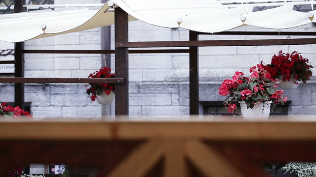 Rain outdoor cafe