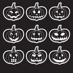 black halloween carved pumpkins stickers eps10