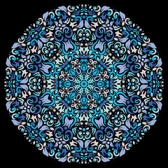 Ornamental round lace pattern, circle background with many