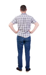 Fototapeta premium Back view of handsome man in shirt.
