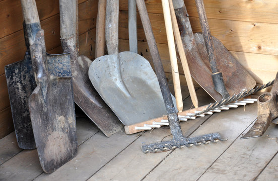 Detailed view of garden tools