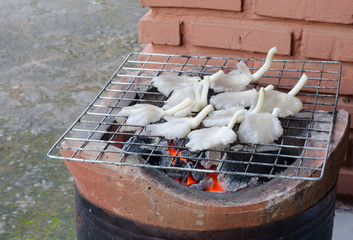 Grilled mushrooms on the stove