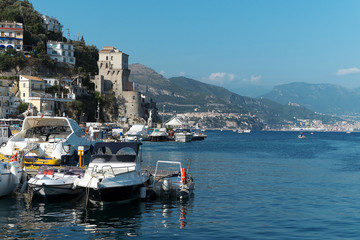 Fototapeta na wymiar Cetara - Vista panoramica dal Porto - Costiera Amalfitana
