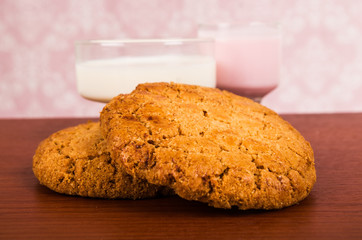 homemade cookies glass of milk and milkshake