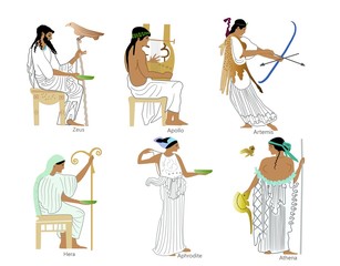 A set of classical greek gods and goddesses