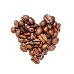 Heart from coffee beans