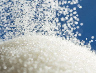sugar on a blue background
