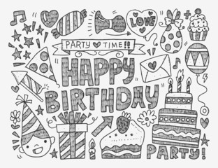Obraz premium Doodle Birthday party background