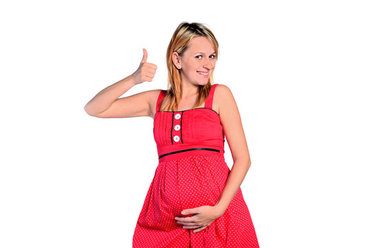 isolated pregnant young woman