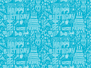 Seamless Doodle Birthday party pattern background